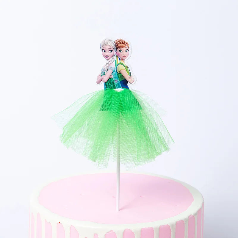 1pcs/lot Tangled Snow White Jasmine Princess Theme Birthday Party Girls Favor Decorate Tiana Beauty Beast Design Cupcake Toppers Good Vibrations