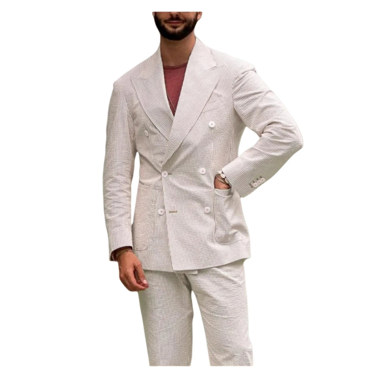 Men's Striped Suit Two Piece Suit Elegant Fashion Suit Business Casual Work Wear Party Dress Men's Commuter Wear Men's Clothing Good Vibrations