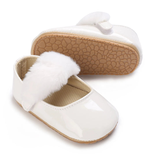 White Spring and Autumn 0-18M Baby Cute Bow Princess Shoes Casual PU Soft Rubber Bottom Anti slip Princess Shoes Walking Shoes Good Vibrations