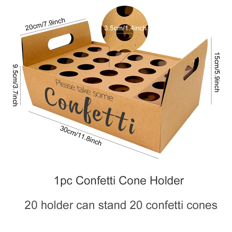 Kraft Paper Wedding Tray Confetti Cone Stand Box Tray Rustic Wedding Decoration Wedding Confetti Cones Wedding Cones Set supply Good Vibrations
