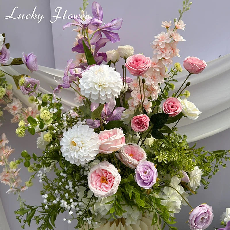 Outdor Wedding Decoration Artificial Flowers Hanging Flower Row Road Leading Flower Ball Floral Backdrop Decor Floor Flower Row Good Vibrations