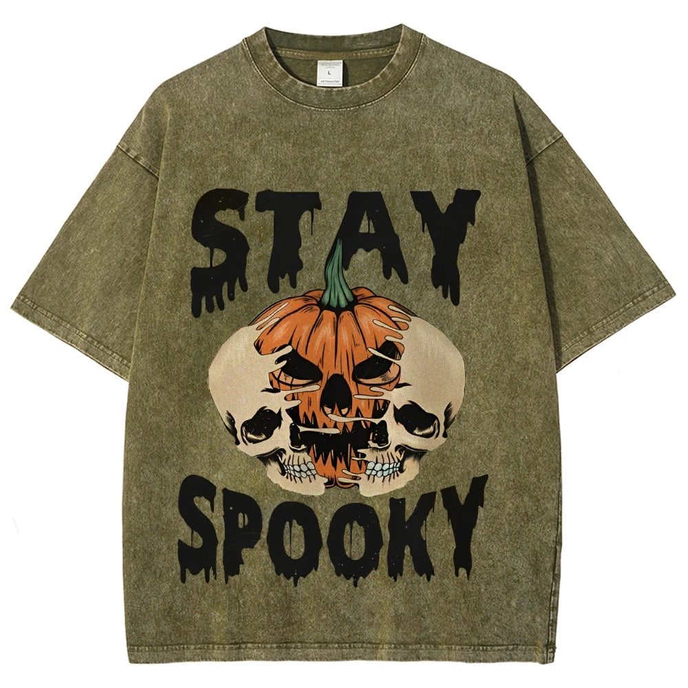 Neutral Style Retro Outfit T-Shirt Pure Cotton High Quality Pumpkin Letter Graphic Printing Fashion Trend Loose Short Sleeves Good Vibrations