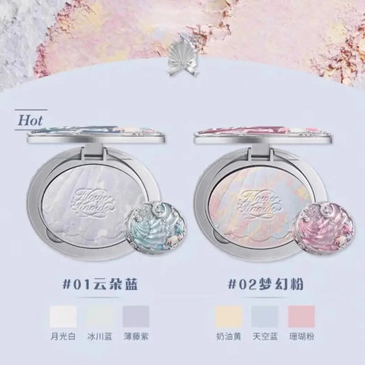 Flower Knows Shell Pearl Collection Baked Powder Mixed Color Honey Powder Clear Matte Makeup Setting Powder Natural Bronze Glow Good Vibrations