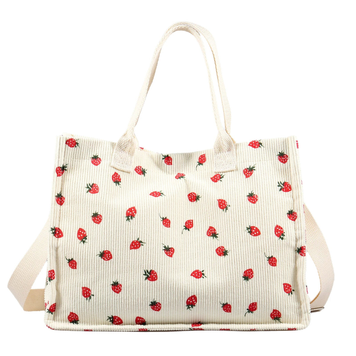 Tote Bag Cute Strawberry Patched Purse for Women Fabric Large Capacity Tote Purse Enduring Tote Bag with Adjustable Shoulder Good Vibrations