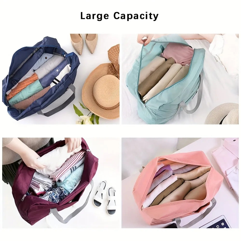 1 set of foldable large capacity travel luggage bag, expandable fitness bag, sports carry on, weekend luggage check-in, luggage Good Vibrations