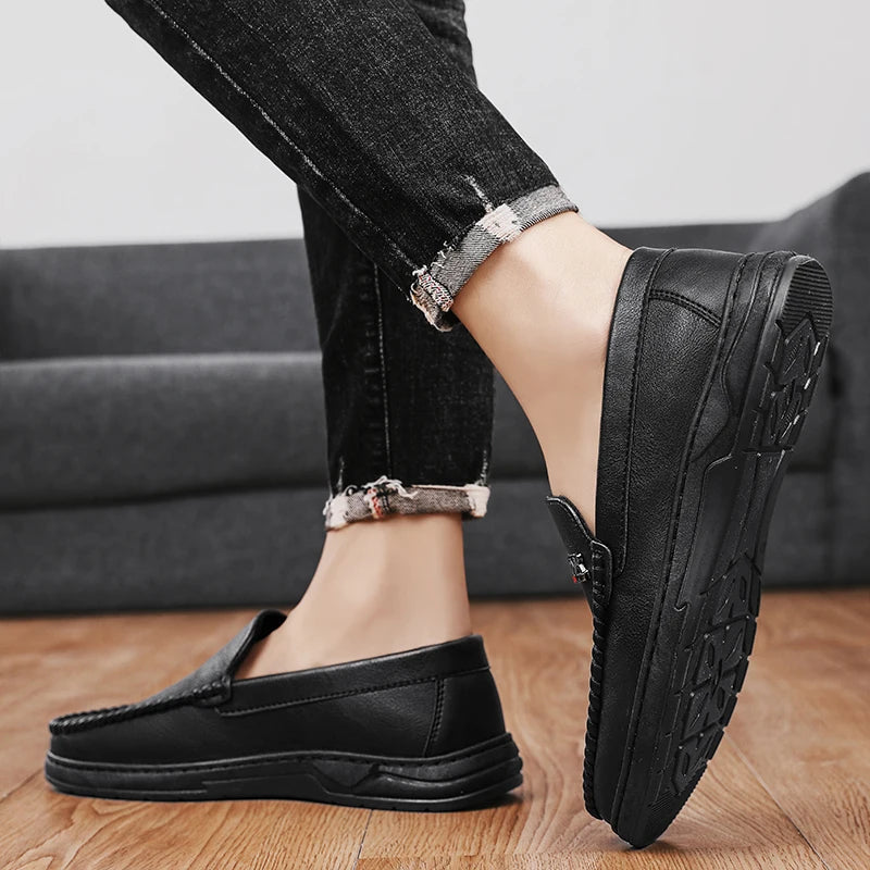 High Quality Breathable Formal Mens Dress Shoes Italian Mens Loafers Luxury Brand Leather Men Casual Shoes Slip-on Driving Shoes Good Vibrations
