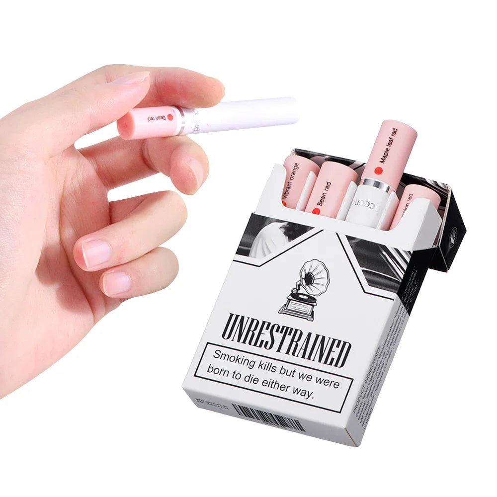 4 pcs/set Cigarette Lipstick Set Long Lasting Lip Glaze Matte Lip Gloss Waterproof Lip Stick Tube Nude Lip Tint Makeup Cosmetics Good Vibrations