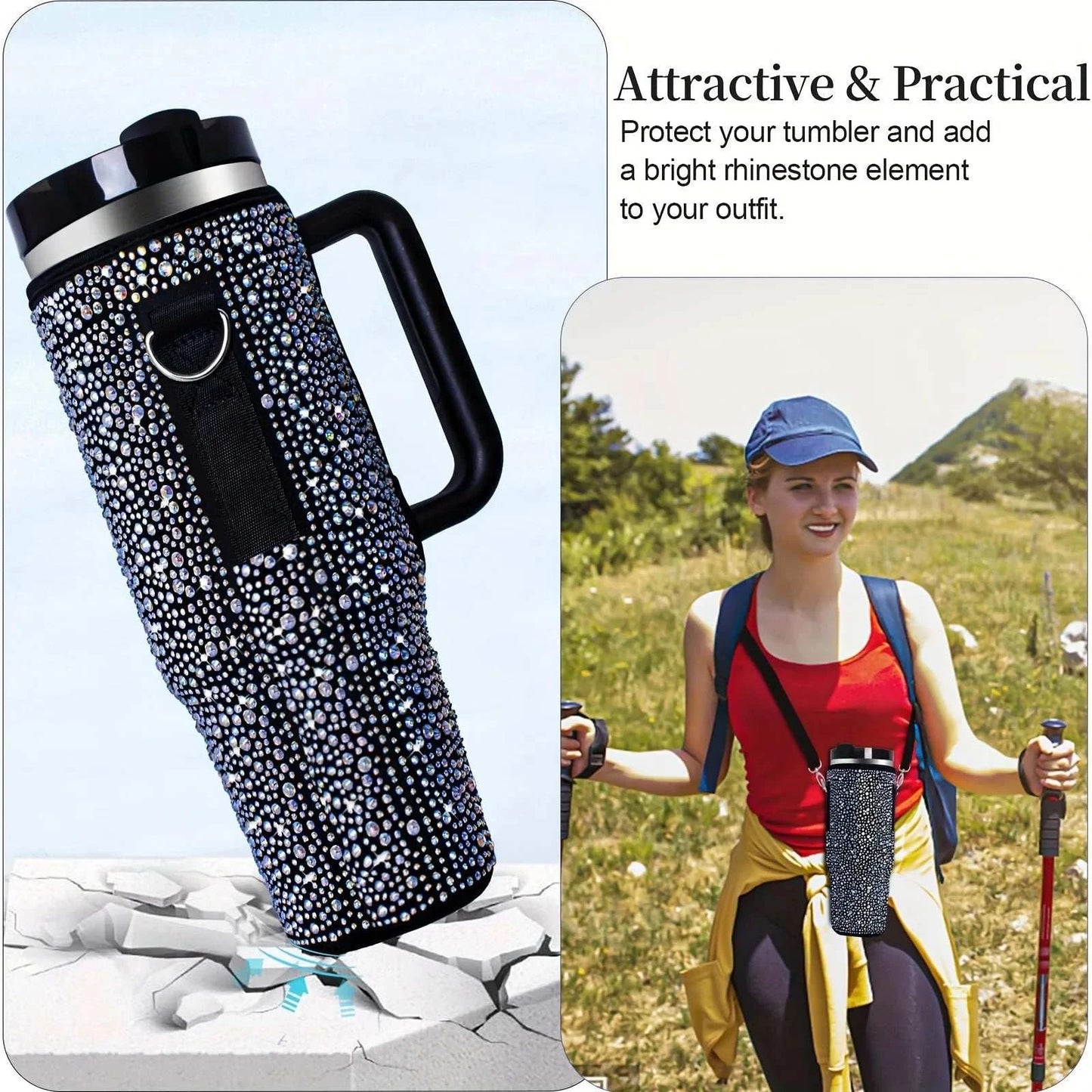 6 colors shiny rhinestone Lanyard cup protection case bag vacuum bottle compatitable for Stanley 40oz accessories vehicle Good Vibrations Adult Super Store
