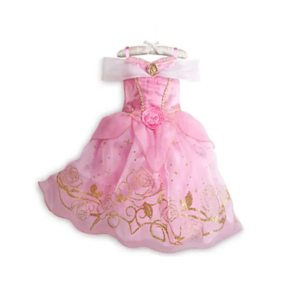 Disney Kids Princess Costume Elsa Anna Halloween Dress Girl Jasmine Moana Dinner Dress Rapunzel Mermaid Pageant Disguise 3-10Y Good Vibrations