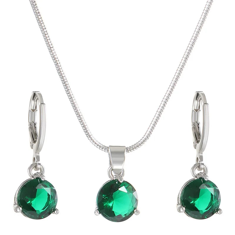Chic Melody Pendant Necklace & Earrings Set - Glittering Zircon Crystal Jewelry for Women Good Vibrations