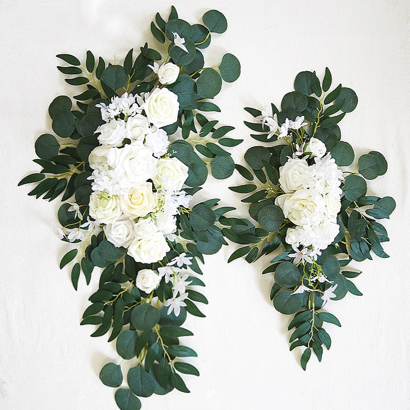 Yannew Burnt Orange Rustic Wedding Arch Flowers White Swag Drape Kit for Wedding Ceremony Reception Backdrop Floral Decoration Good Vibrations
