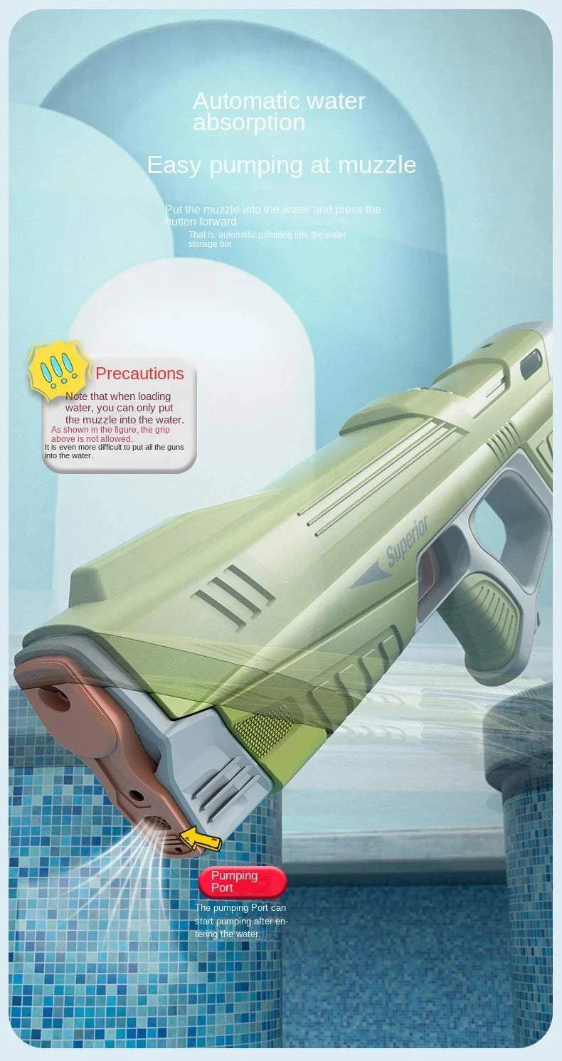 43cm Full Electric Automatic Water Storage Gun Toys Portable Children Summer Beach Outdoor Fight Fantasy Toys for Boys Kids Game Good Vibrations