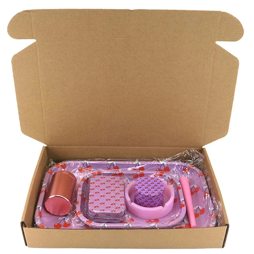 1Set Smoking Kit With Rolling Tray Ashtray Grinder Storage Box Plastic Tube Tobacco Herb Smoke Accessories Crusher As Gift Good Vibrations Adult Super Store