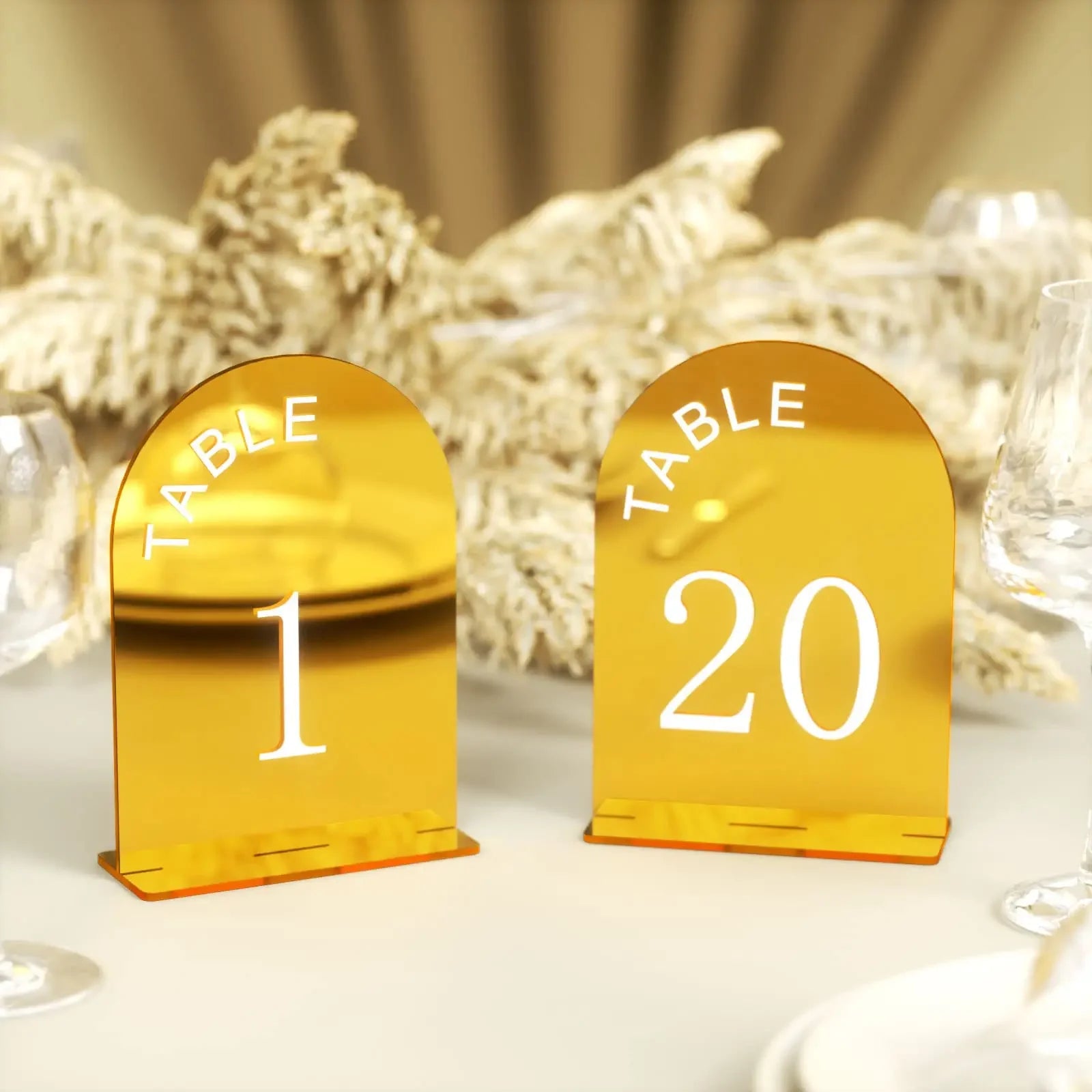 Wedding Table Numbers - Clear and Gold Mirror Acrylic Signs - Gold Wedding Table Signs - Wedding Table Decor Good Vibrations
