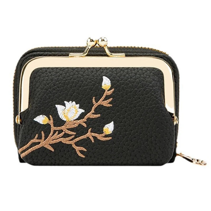 Women's PU Leather Short Wallet - Floral Pattern Large Capacity Purse with Money Hasp, Fashion Card Holder Coin Purse Good Vibrations