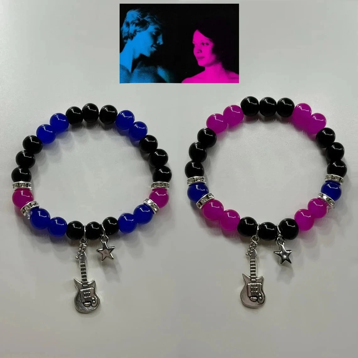 2Pcs/set Fashion Couple Beads Bracelet Tv Girl Matching Bracelets Who Really Cares Album Inspired Bracelets Friends Jewelry Gift Good Vibrations