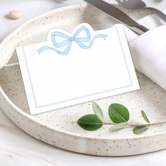 20pcs Pink Bow Seat Card Wedding Guest Name Seat Card Birthday Party Desktop Decoration Gift Card,Tea Party decoration supplies Good Vibrations