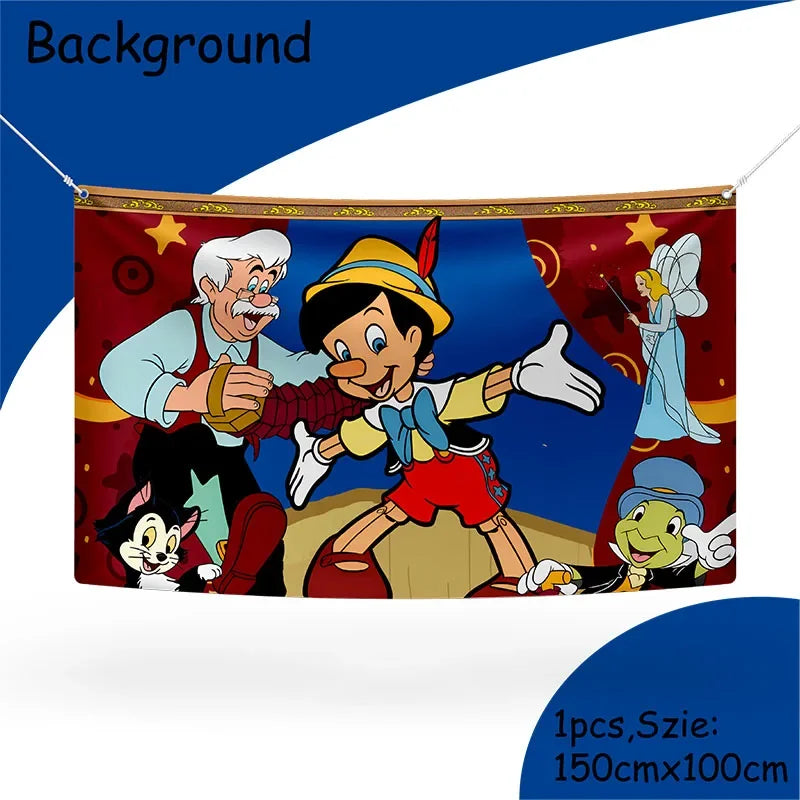 The Adventures of Pinocchio  Birthday Party Decorations Paper Tableware Cake Topper Latex Balloons Baby Shower Party Supplies Good Vibrations