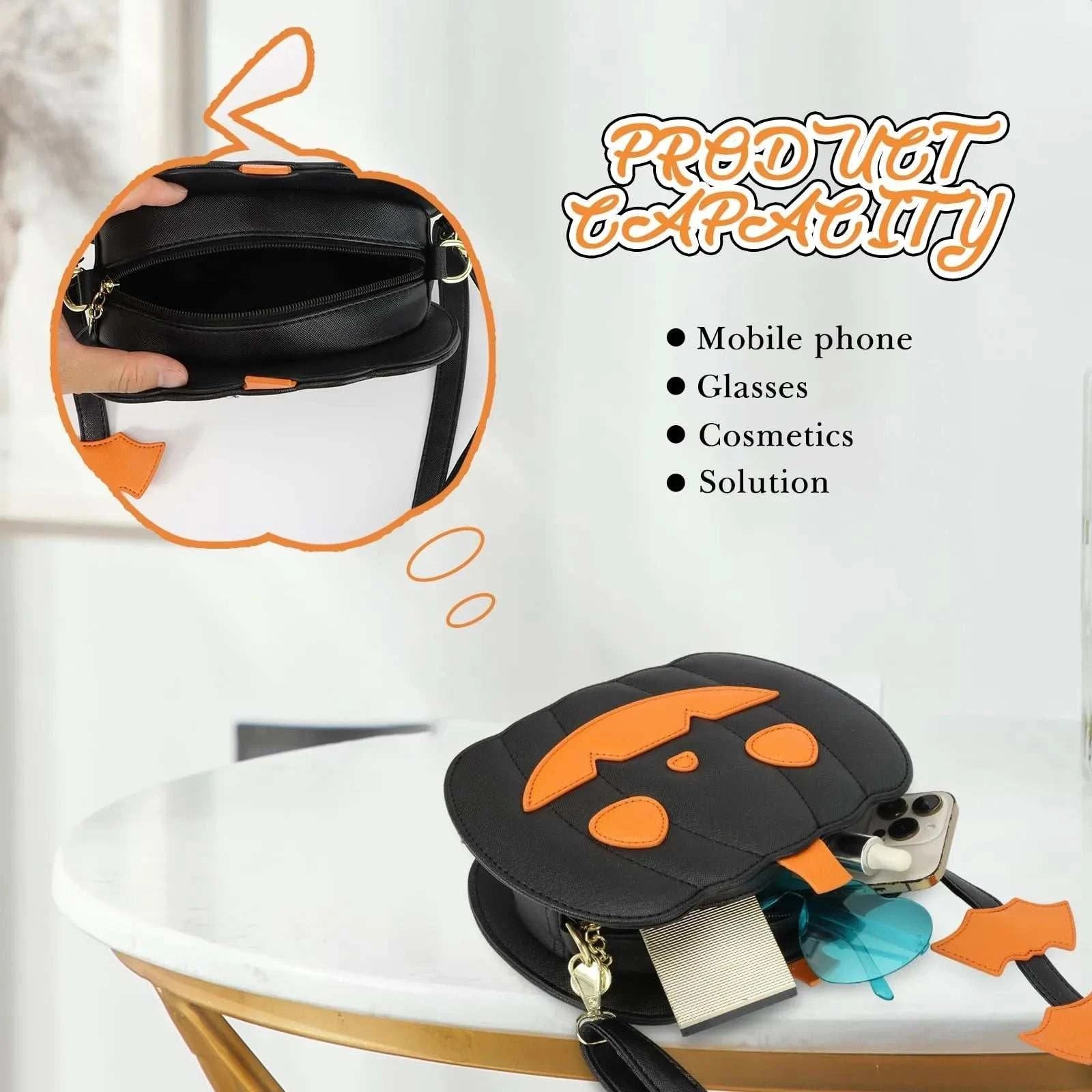 Enchanting Halloween Pumpkin Bag Devilish Style With Ghost Skull Accent Fashion Purse For Women & Girls Good Vibrations