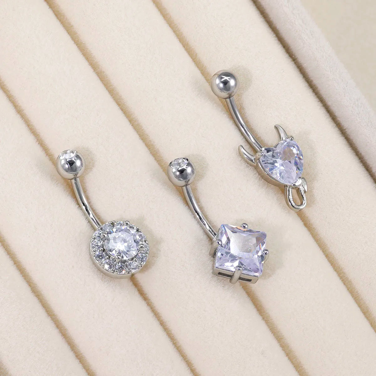 3pcs/Set Stainless Steel Color Cubic Zirconia Navel Rings Round Butterfly Heart Cherry Shapes Fashion Body Piercing Jewelry Good Vibrations Adult Super Store
