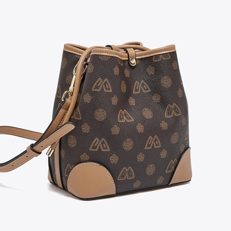 FOXER Women Small Fashion Crossbody Bag Bucket Shoulder Handbag Purse for Lady Gift for Wife Girlfriend Good Vibrations
