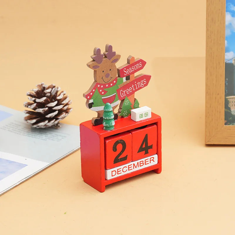 Christmas Gifts Wooden Calendar Tabletop Ornaments Santa Claus Christmas Tree Decorations Home Decoration Accessories Good Vibrations