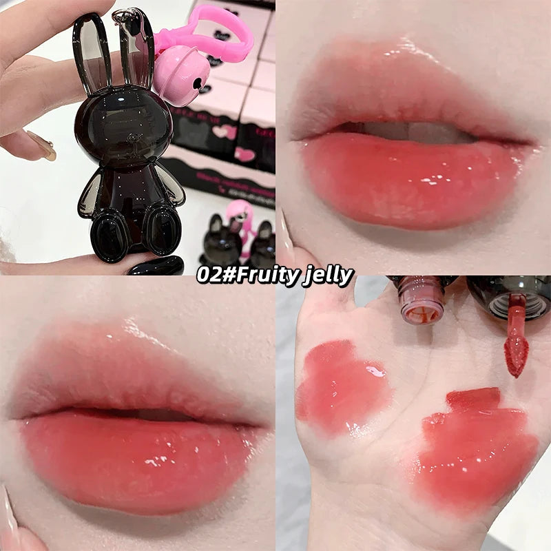 Gege Bear Pink Rabbit Velvet Matte Lip Cream Black Rabbit Water light lip glaze matte mirror pendant lipstick lip gloss Good Vibrations