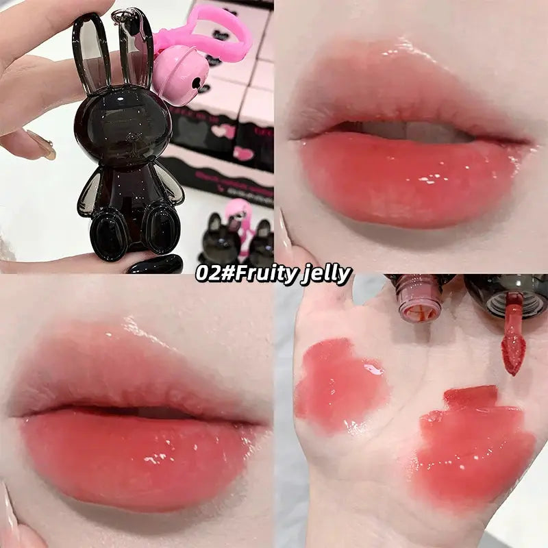 Gege Bear Pink Rabbit Velvet Matte Lip Cream Black Rabbit Water light lip glaze matte mirror pendant lipstick lip gloss Good Vibrations