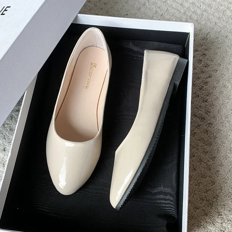 Women's Formal Uniform Shoes Spring Autumn Black Versatile Flat Shoes Women Causal Loafers Non-slip Ladies Ballet Leather Shoes Good Vibrations