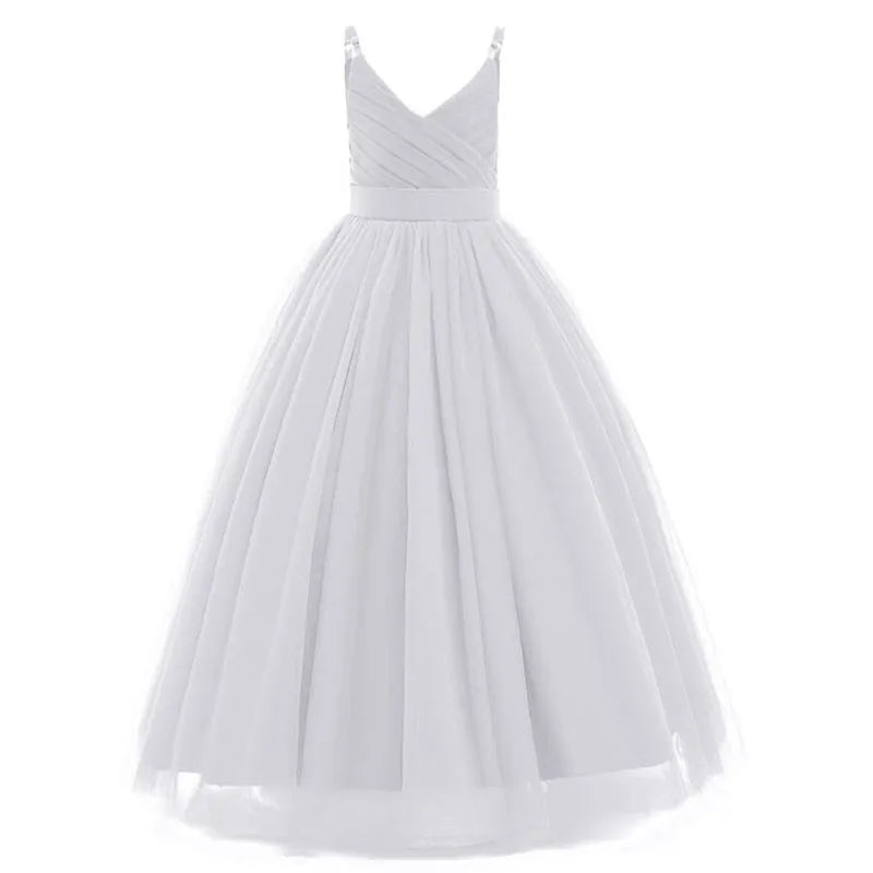Girl Long White Bridesmaid Dresses For Wedding Prom Gown Big Bow Girls Party Dress Kids First Communiom Formal Evening Vestidos Good Vibrations