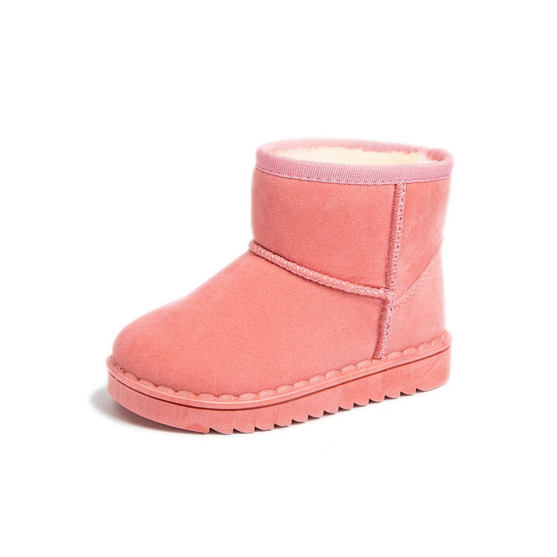Children Snow Boots Concise Style Plush Chunky Winter Kids Short Boot Solid Color Slip-on Unisex Classic Boys Girls Shoes 23-36 Good Vibrations