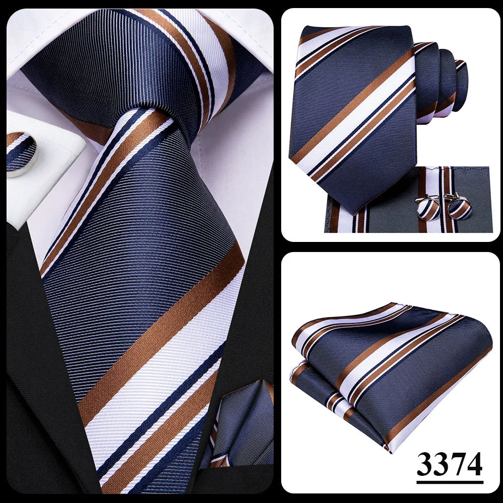 Black Red Striped Silk Wedding Tie For Men Handky Cufflink Gift Men Necktie Fashion Business Party Dropshiping Hi-Tie Designer Good Vibrations