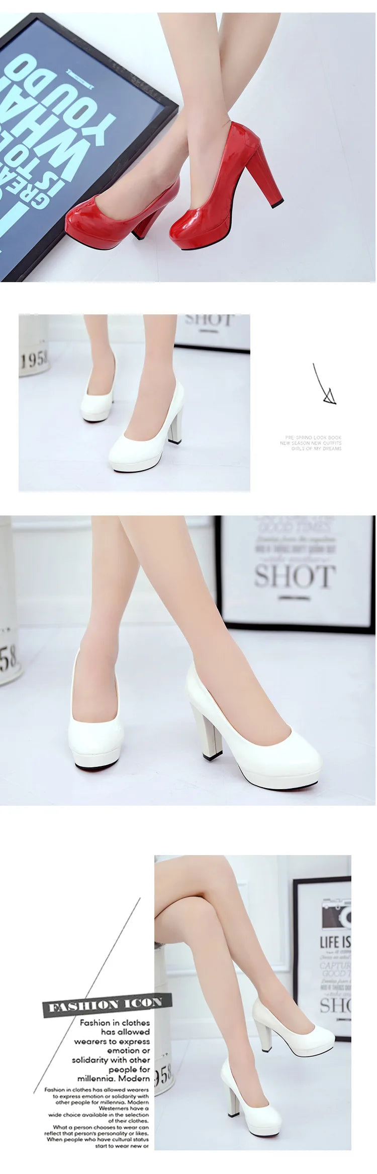 2025 High Heels Shoes Women White Wedding Shoes Thick 10 CM Heels Fashion Party Pumps Footwear Black Red Round Zapatos De Mujer Good Vibrations