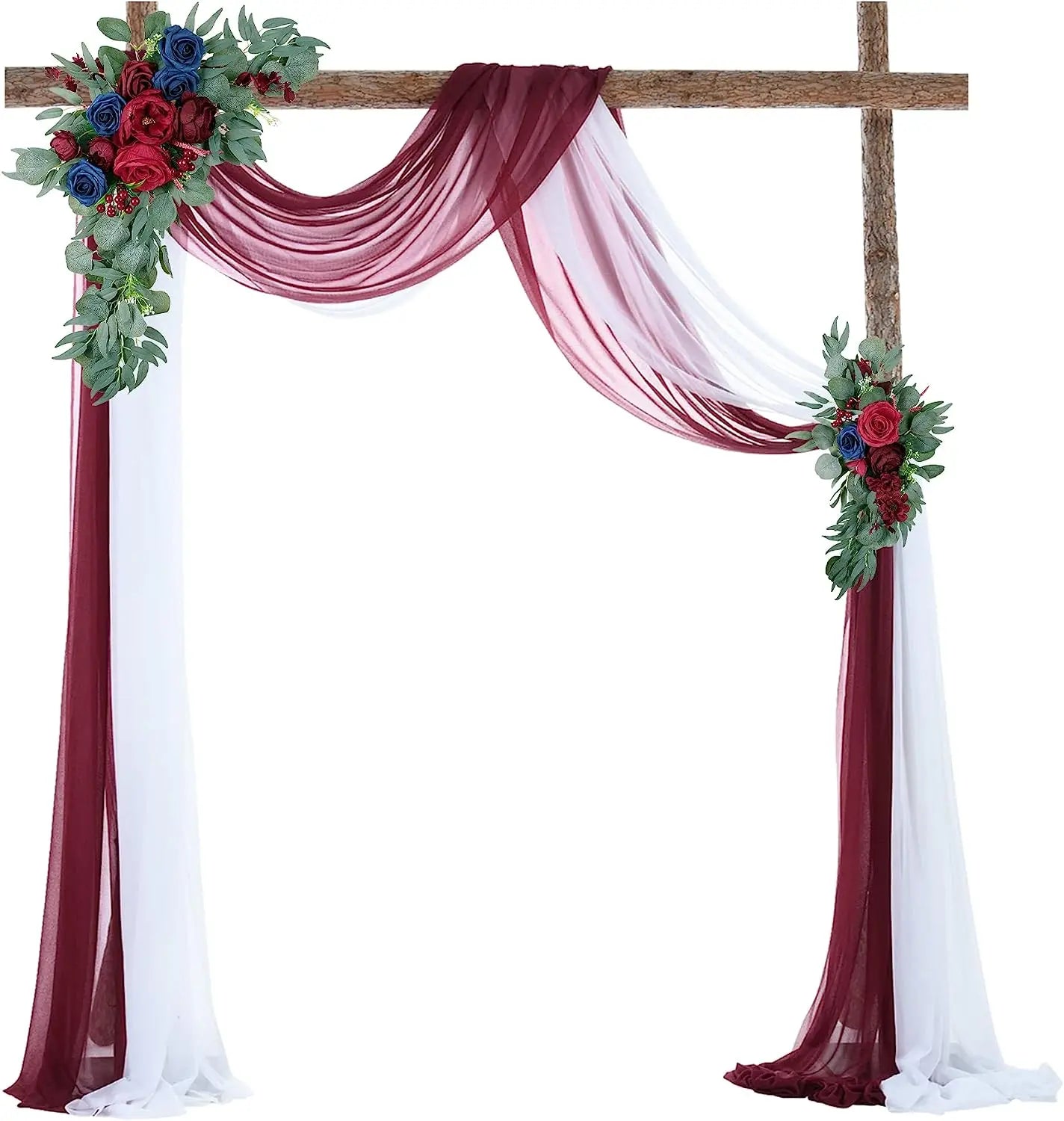 Yannew Burnt Orange Rustic Wedding Arch Flowers White Swag Drape Kit for Wedding Ceremony Reception Backdrop Floral Decoration Good Vibrations