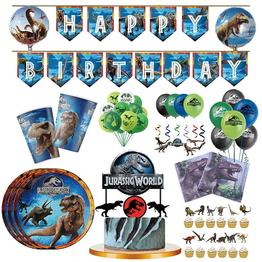 New Jurassic World Theme Party Disposable Tableware Jurassic World Dino Birthday Party Decorations Jungle Party Supplies Toys Good Vibrations