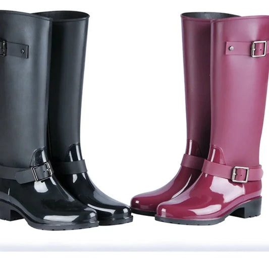 Women's Rain Boots Waterproof Rain Boots Fashion Non-slip Long Tube Water Shoes Korean Version Mid-tube Adult Water Boots Women Good Vibrations