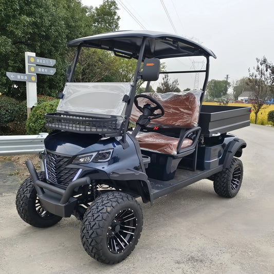 Energy Saving Effect of Manufacturer's 4+2 Seat Electric off-Road Vehicle, Four-Wheel Golf Cart Truck with a trailer attached Good Vibrations