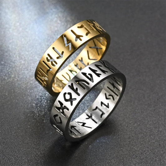 2023 New Stainless Steel Hollow Out Ring for Men Women Fashion Hollow Rune Design Finger Anillo Antiestres Anxiety Rings Good Vibrations