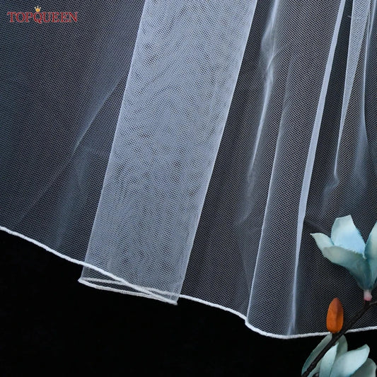 TOPQUEEN V14 Wedding Veil Short Pencil Edge Simple Wedding Veil Bridal Veils Wedding Short Veu Bride Short Wedding Veil One Laye Good Vibrations