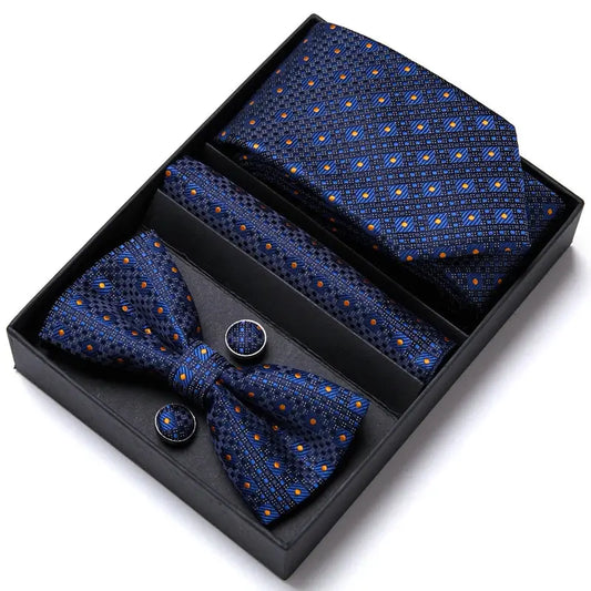 Tie For Men Formal Dress Tuxedo NeckTie Handkerchief Bow Tie Set PlaisyParty Groom Wedding Butterfly Bowtie In Box Good Vibrations