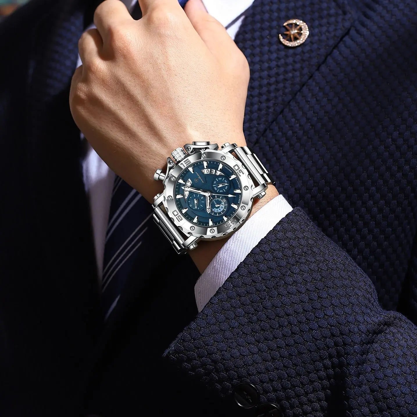 POEDAGAR Luxury Watch For Men Calendar Luminous Waterproof Man Clock Male Chronograph Stainless Steel Men's Quartz Watches Reloj Good Vibrations