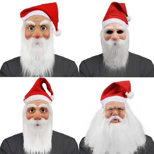 Merry Christmas Santa Claus Latex Mask Outdoor Ornamen Cute Santa Claus Costume Masquerade Wig Beard Dress up Xmas Party Good Vibrations