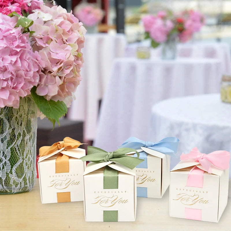 10Pcs Wedding Favors Gifts Box Souvenirs Gifts Boxes With Ribbon Candy Box Christening Baby Shower Birthday Event Party Supplies Good Vibrations