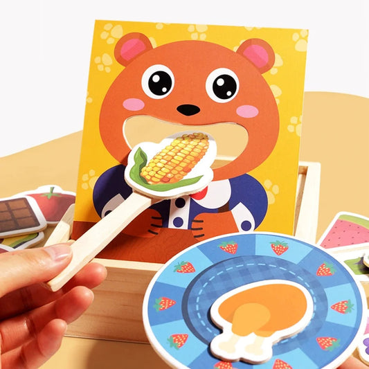 Parent child simulation teddy bear feeding game, early childhood education, baby's fine action, spoon training toy Good Vibrations