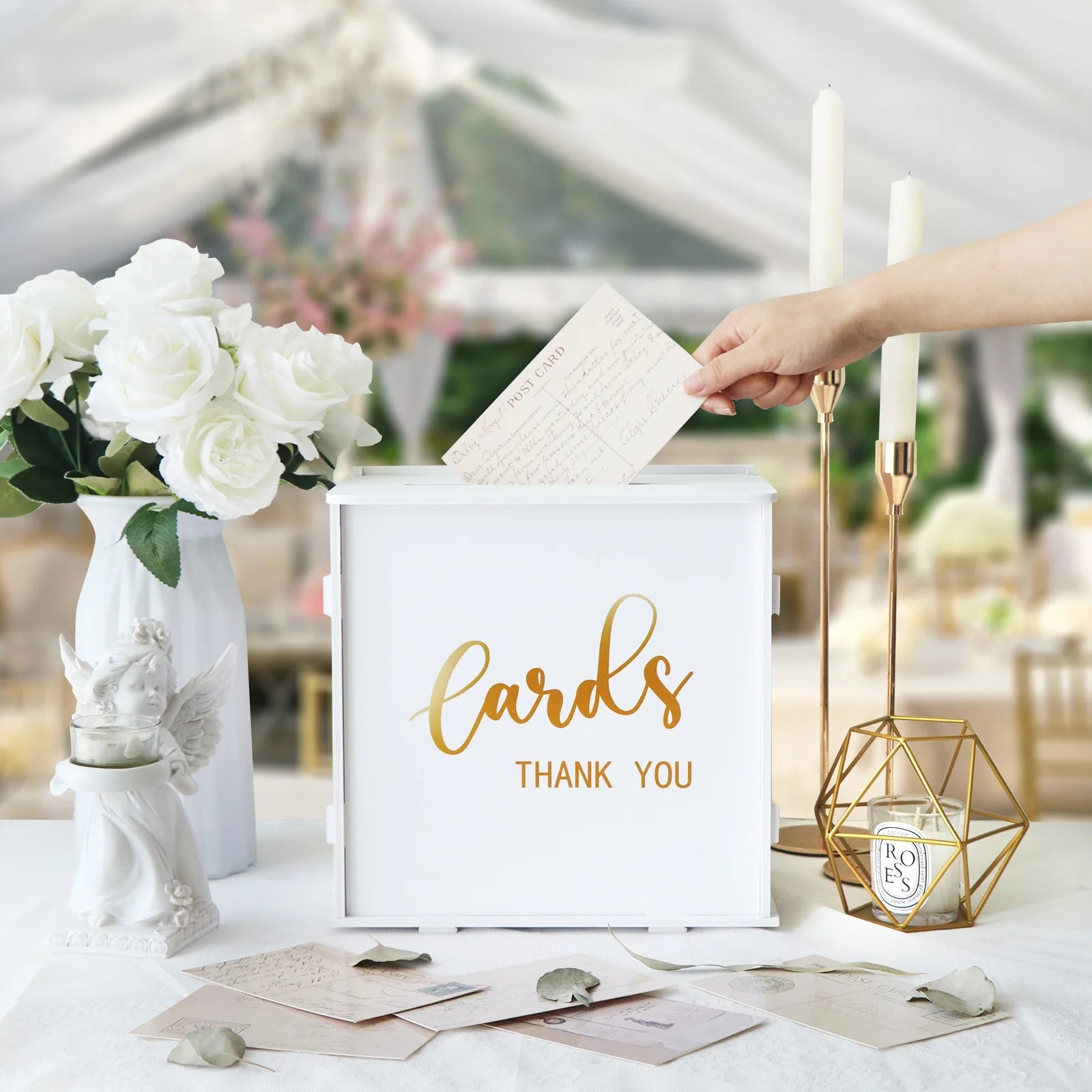 Wedding Card Box for Wedding Reception,Gift Wedding Money Envelope Card Box for Party Graduation Birthday Wedding Decorations Good Vibrations