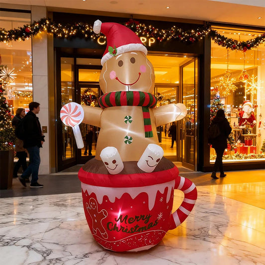 Inflatable LED Decorations Christmas Season, Gardens, Shopping Malls Christmas Plush Bears, Dinosaurs, Cocoa Cup Inflatables Good Vibrations