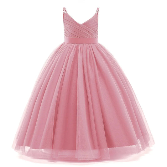 Girl Long White Bridesmaid Dresses For Wedding Prom Gown Big Bow Girls Party Dress Kids First Communiom Formal Evening Vestidos Good Vibrations