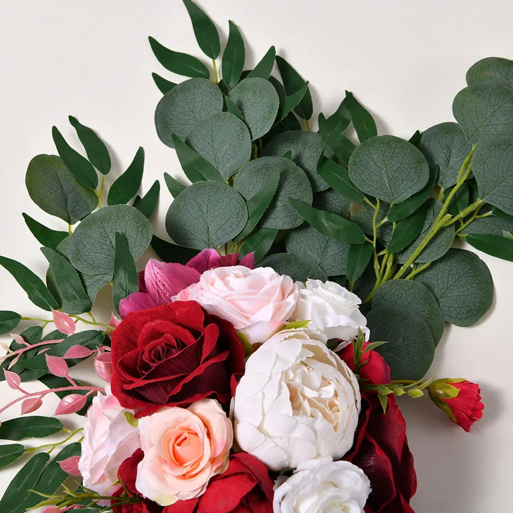 Wedding Arch Flower Wedding Home Decoration Round Artificial Flower Rose Peony Wedding Guest Card Decoration Good Vibrations