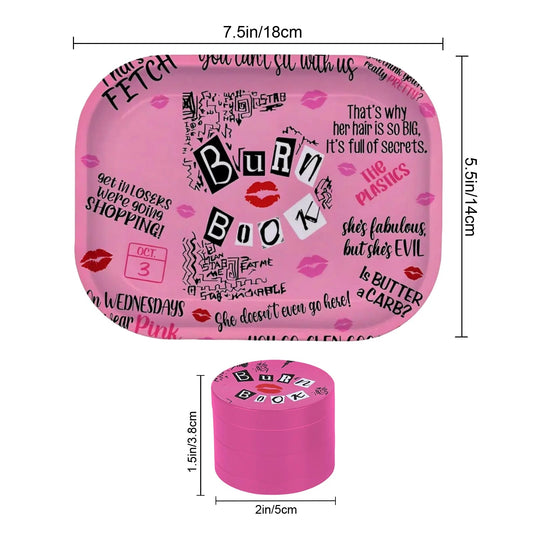 1/2 Pieces Pink Burn Book Grinder and Rolling Tray Good Vibrations Adult Super Store