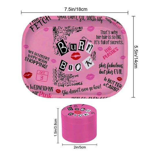 1/2 Pieces Pink Burn Book Grinder and Rolling Tray Good Vibrations Adult Super Store